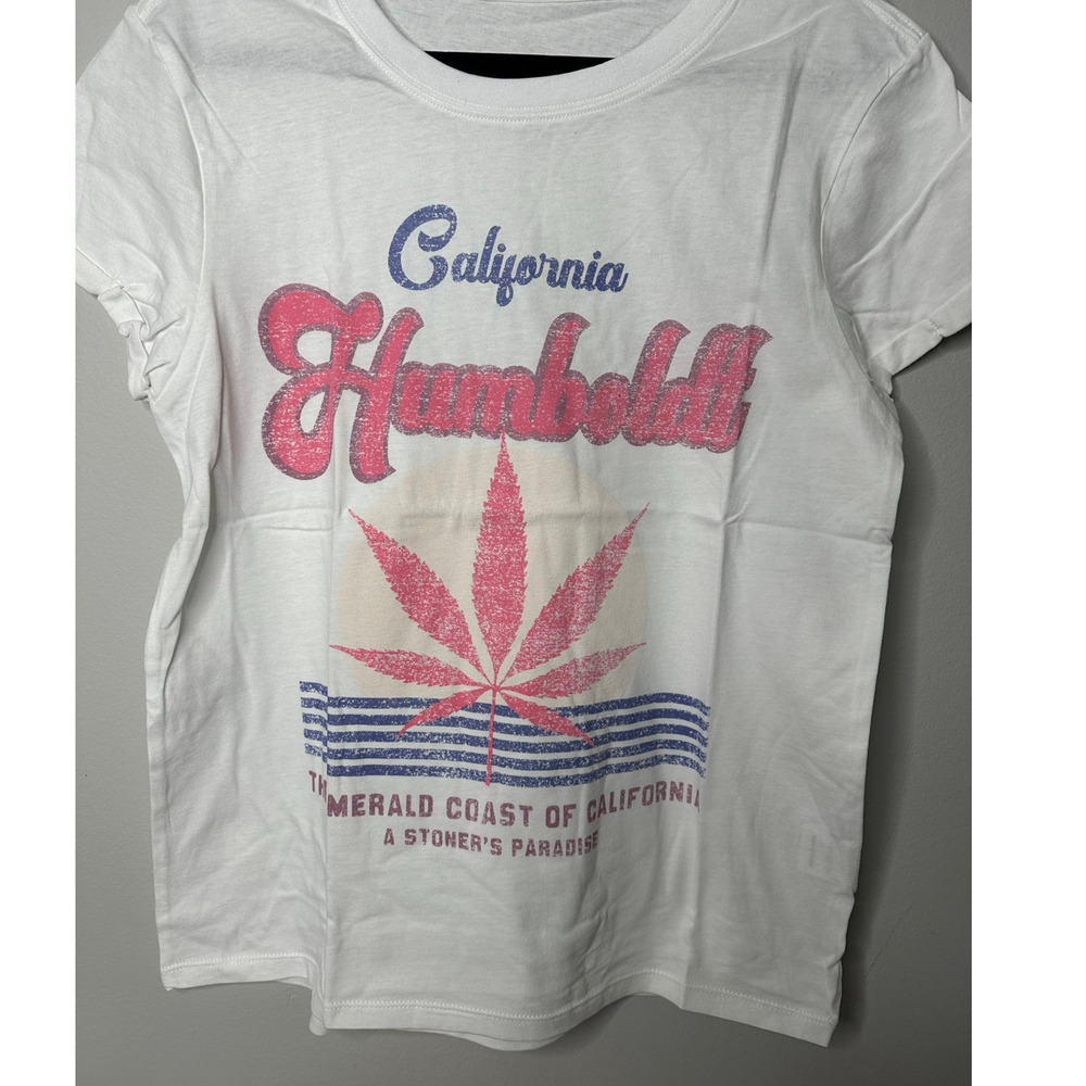 NWT Recycled Karma California Humboldt White & Pink T-Shirt Sz S